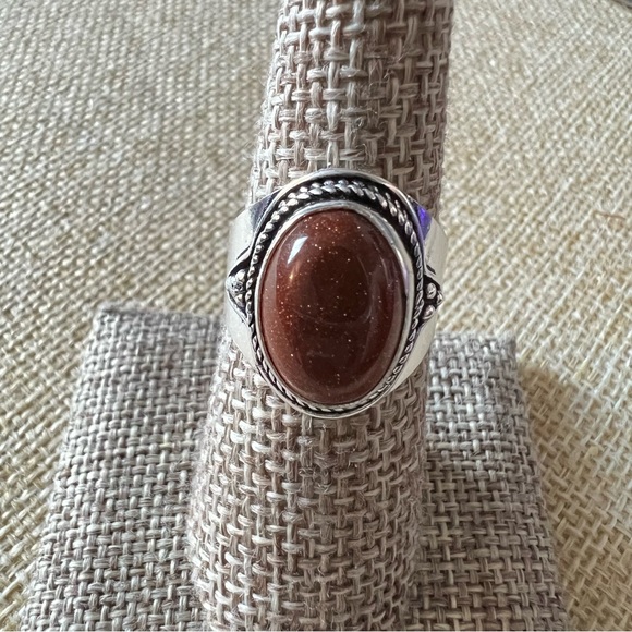 New Sandstone Silver Overlay Band Ring Size 7.25 - Picture 7 of 9